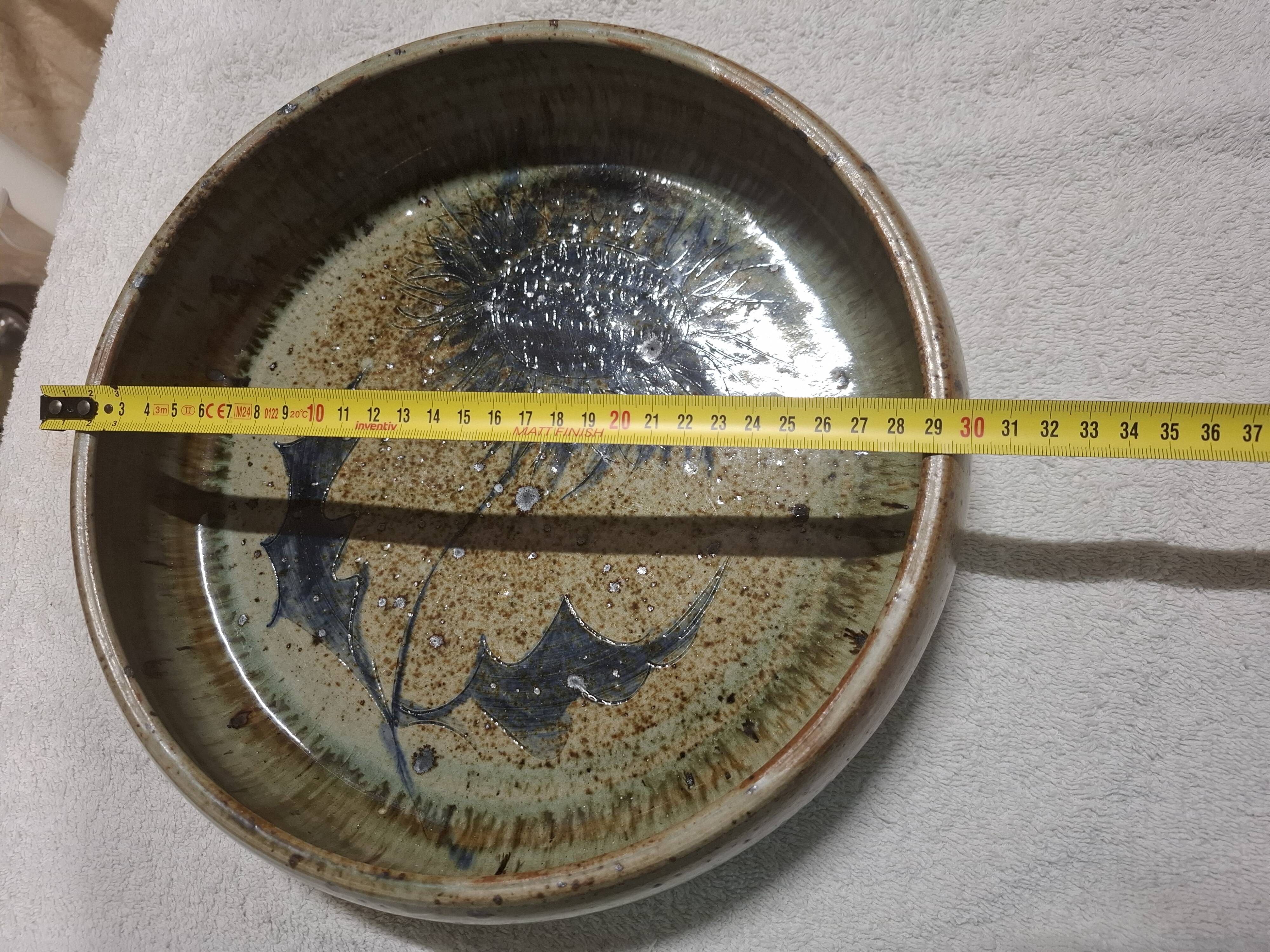 Pyrite stoneware ceramic with thistle decoration signed by Suzanne Dauliach, 1970s.