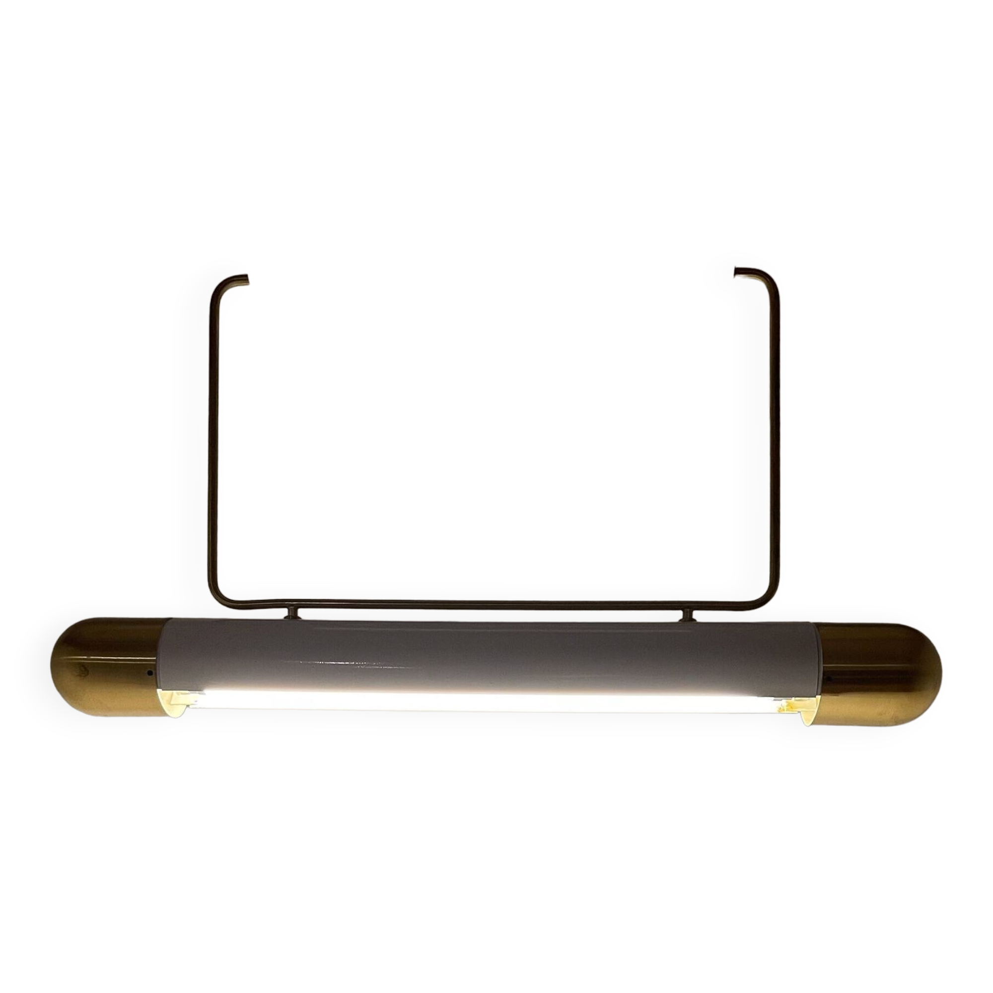 Mid-century Brass Long Pendant Light by Napako