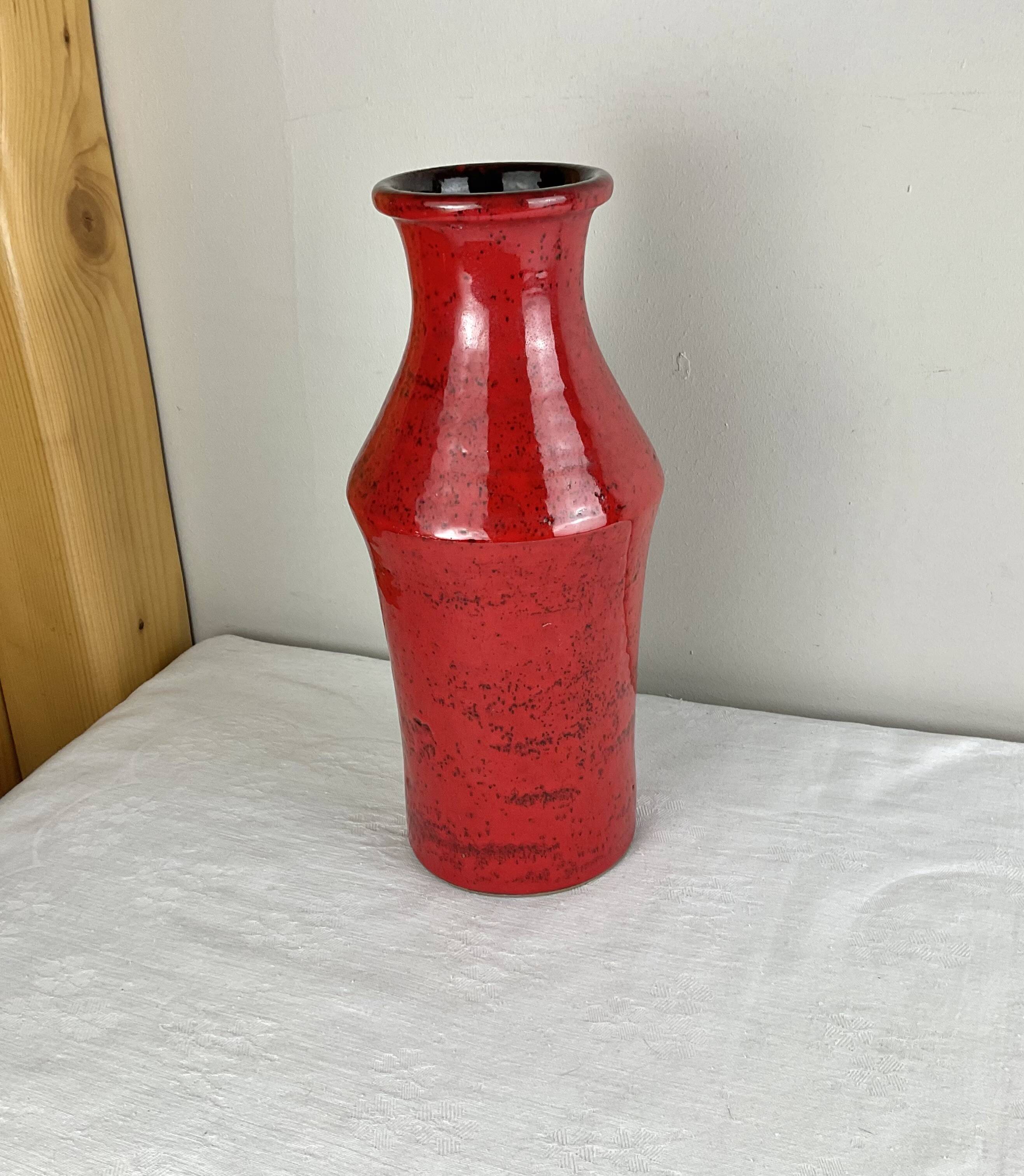 Vintage red ceramic vase mid century design