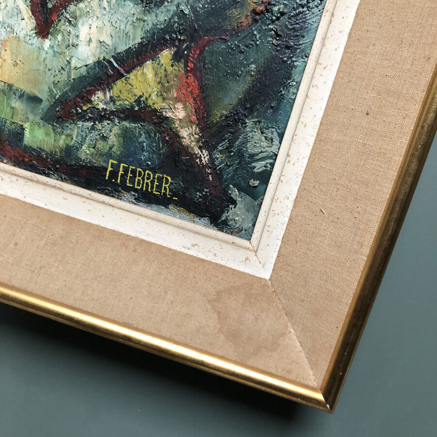 Old painting signed Ferber "The fish"