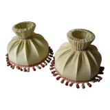 Set of 2 old fabric lampshades with vintage retro deco tassel 30 cm