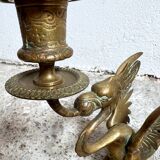 Paire de bougeoirs dragon laiton phoenix griffon