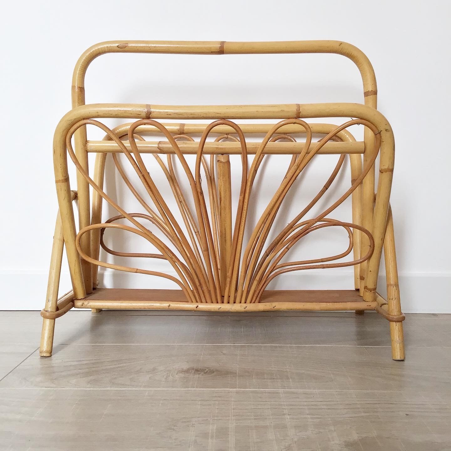Vintage rattan magazine holder