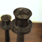 Brutalist wrought iron candle holder beaten