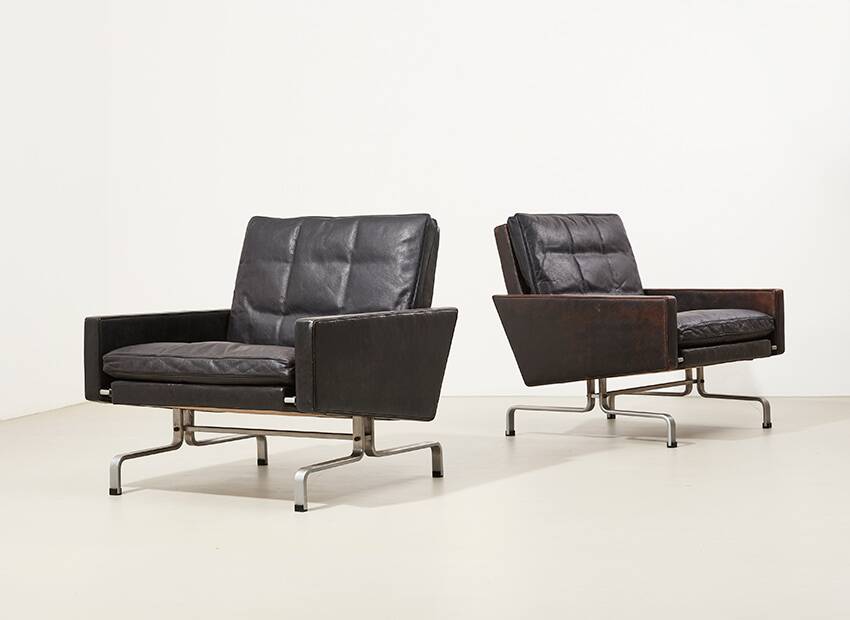 Poul Kjaerholm Early Pair of PK31 Chairs for E. Kold Christensen 1958