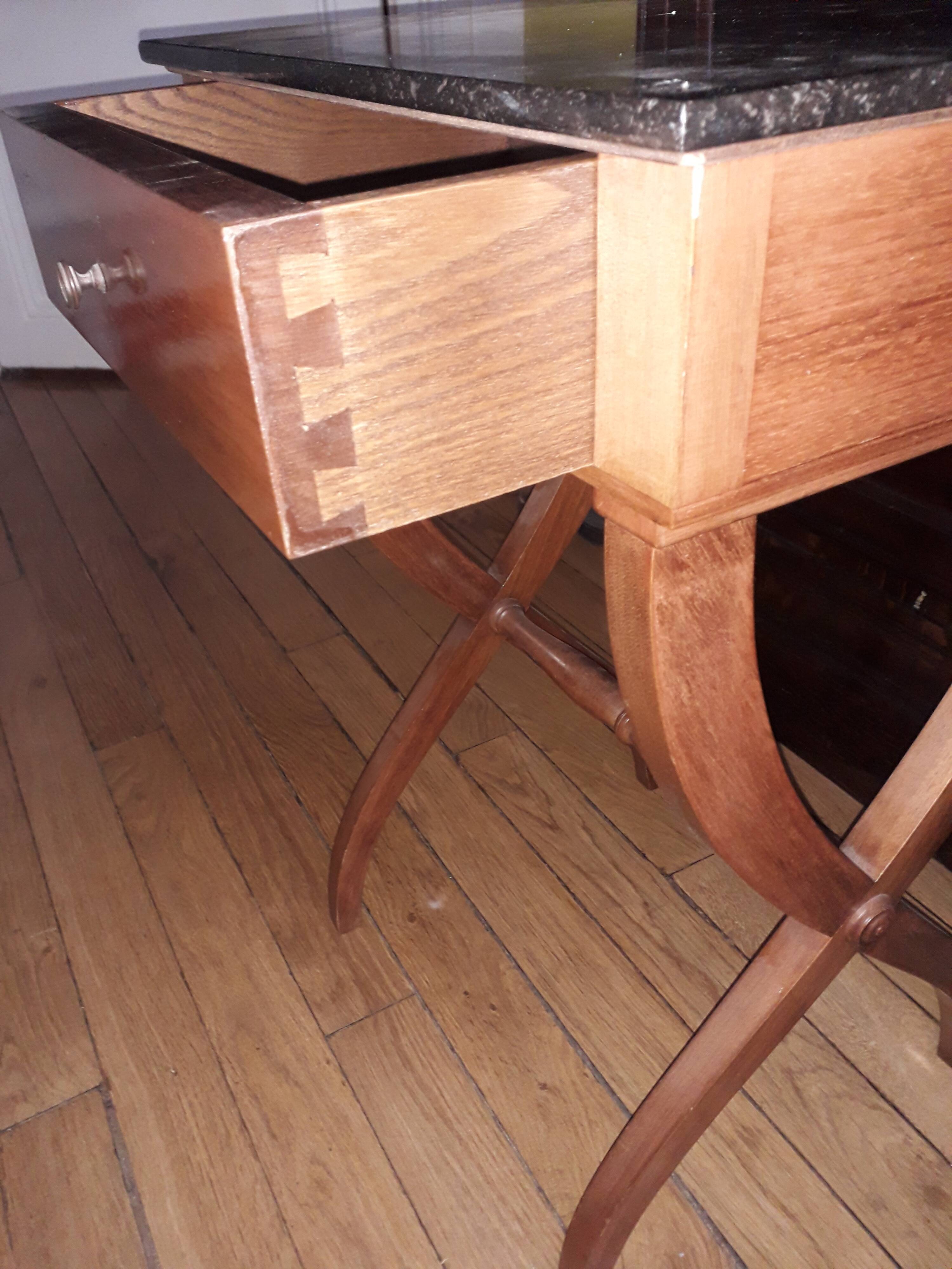 X-footed bedside pair