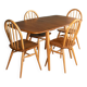Retro Blonde Ercol Model 383 Dining Table & Four Model 370 Windsor Kitchen Dining Chairs