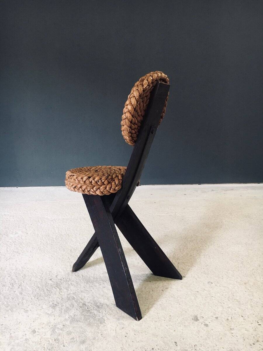 Mediterranean Tripod Side Chairs by Audoux Minet, France, 1950s, Set of 2