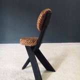 Mediterranean Tripod Side Chairs by Audoux Minet, France, 1950s, Set of 2