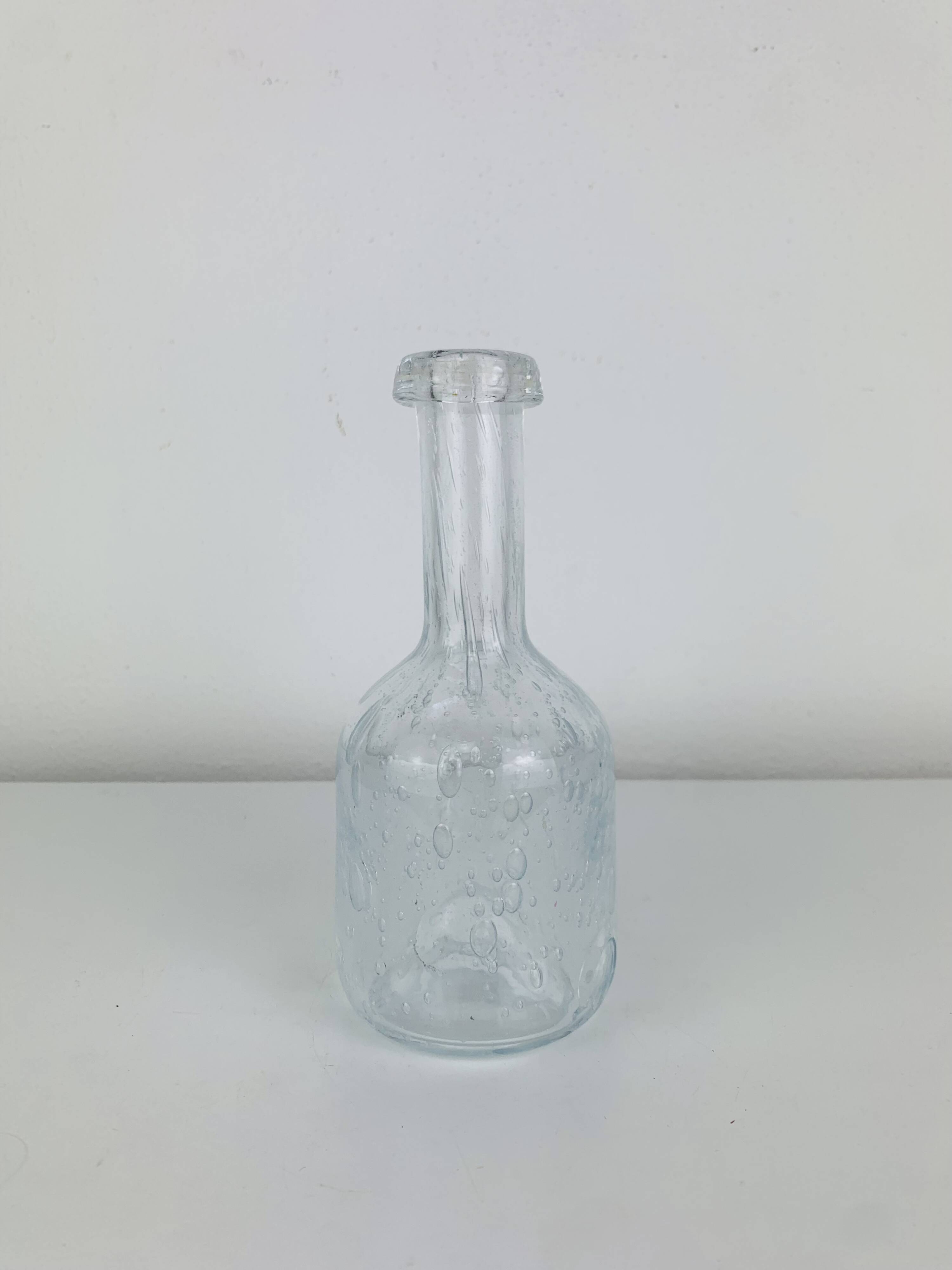 Vase soliflore verre bullé transparent, vintage