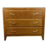 Wooden chest of drawers, splayed legs from the 1950s, vintage