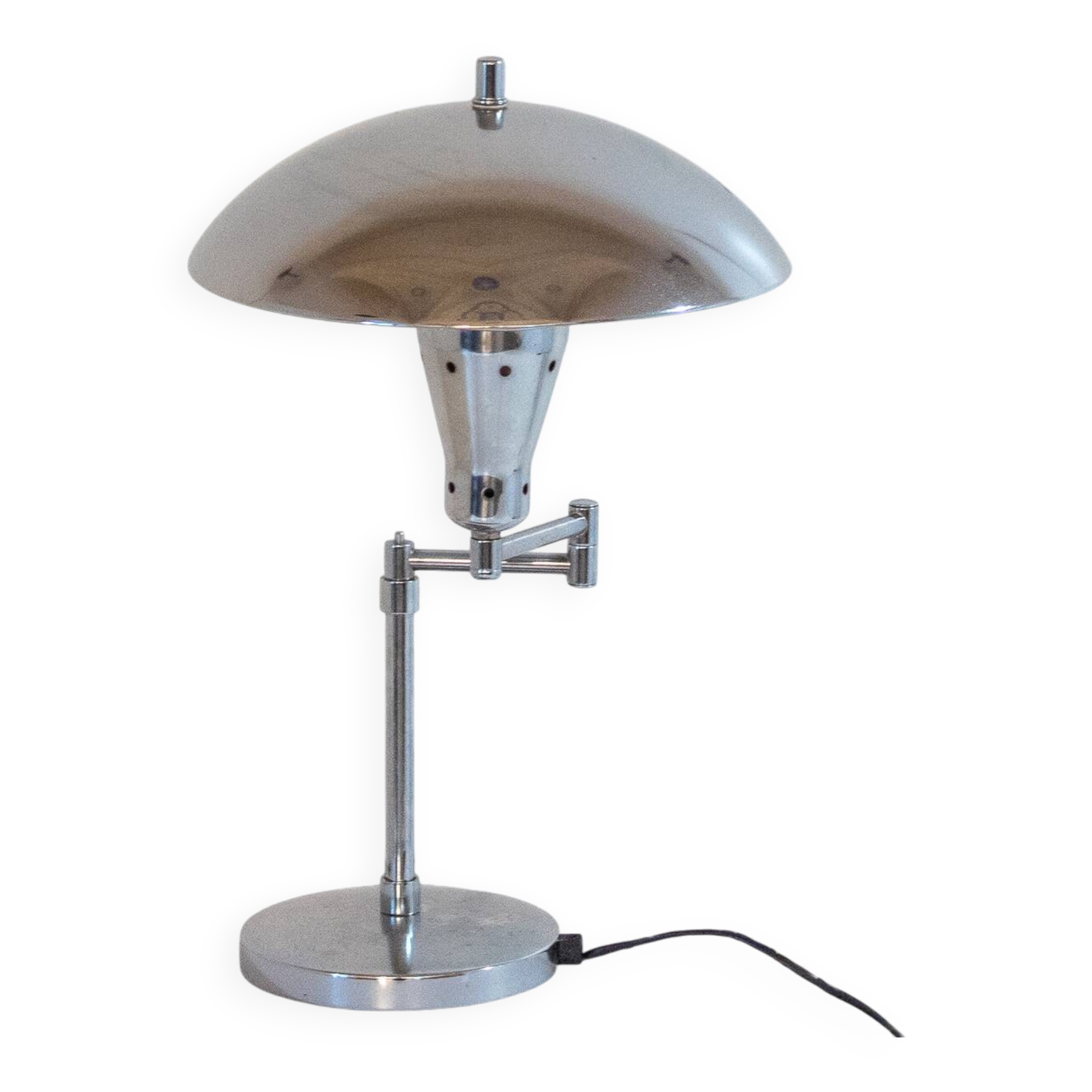 Bauhaus Chromed Desk Lamp with Adjustable Lampshade, Italy 1950s