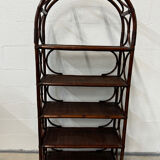 Dark rattan and bamboo bookshelf shelf