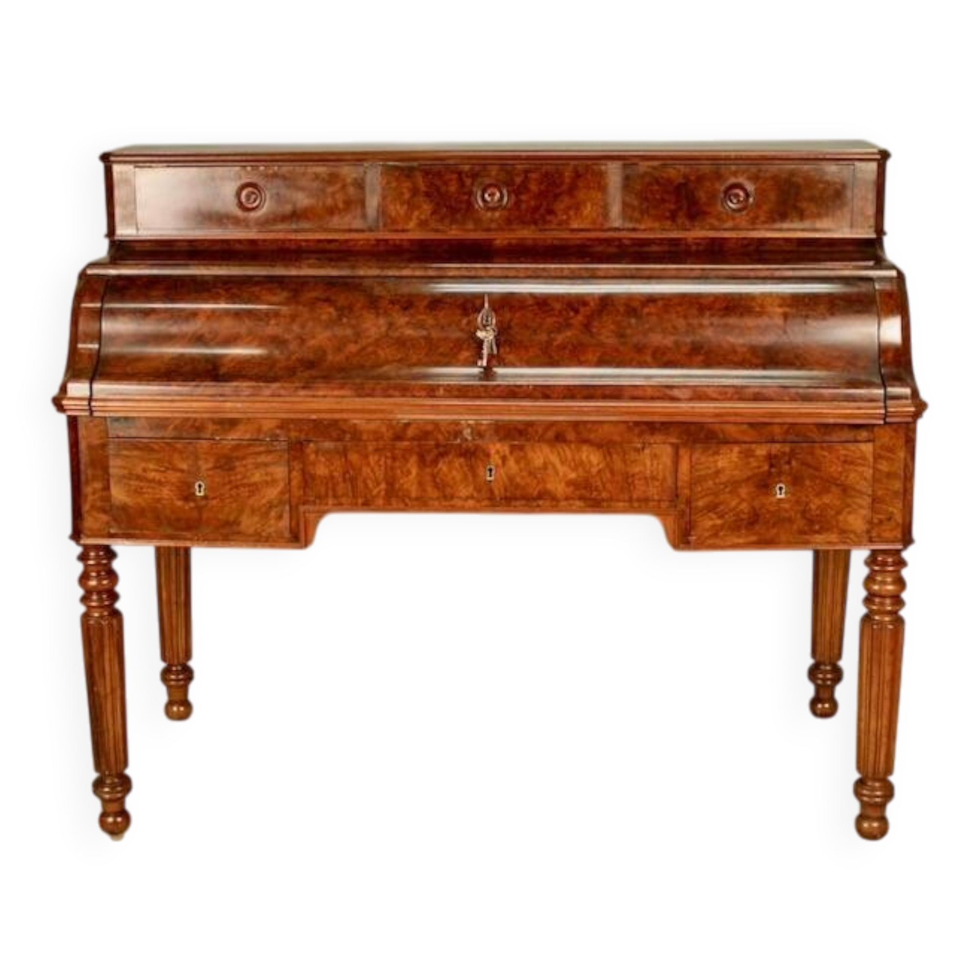 19th century walnut and burl walnut stepped desk