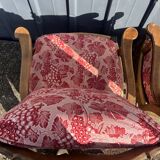 paire de fauteuils rustiques bois et tissu