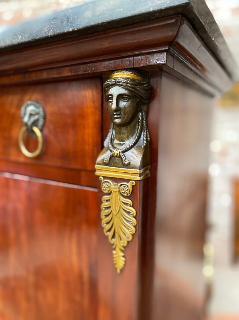 Secretary in mahogany period empire stamped pierre benoît marcion early nineteenth century