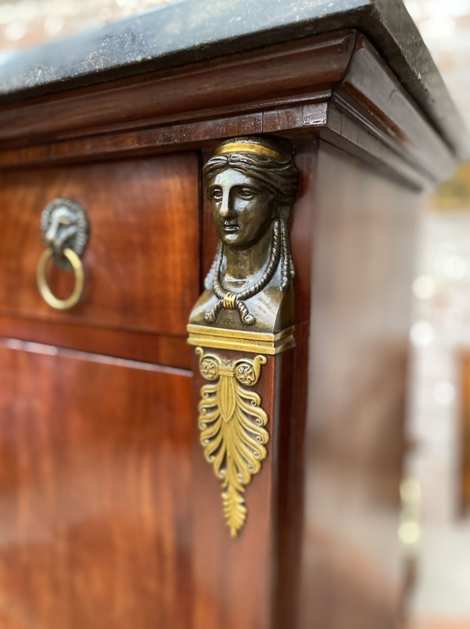 Secretary in mahogany period empire stamped pierre benoît marcion early nineteenth century