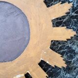 Vintage wooden and gold sun mirror