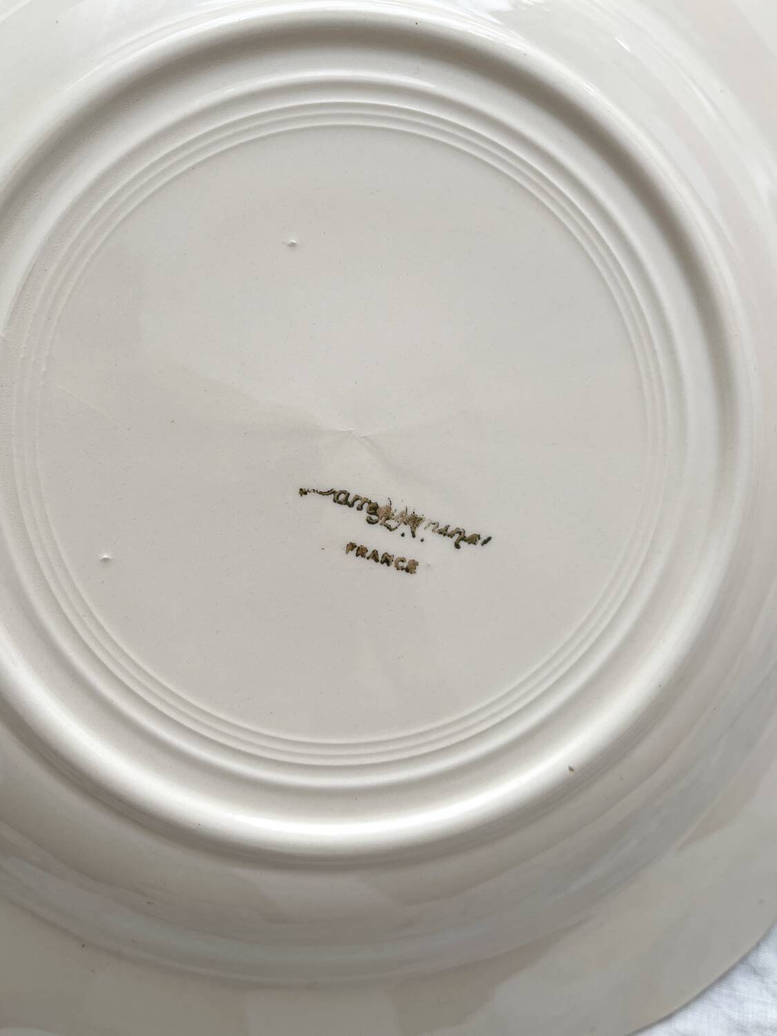 2 ivory fluted earthenware soup plates Sarreguemines