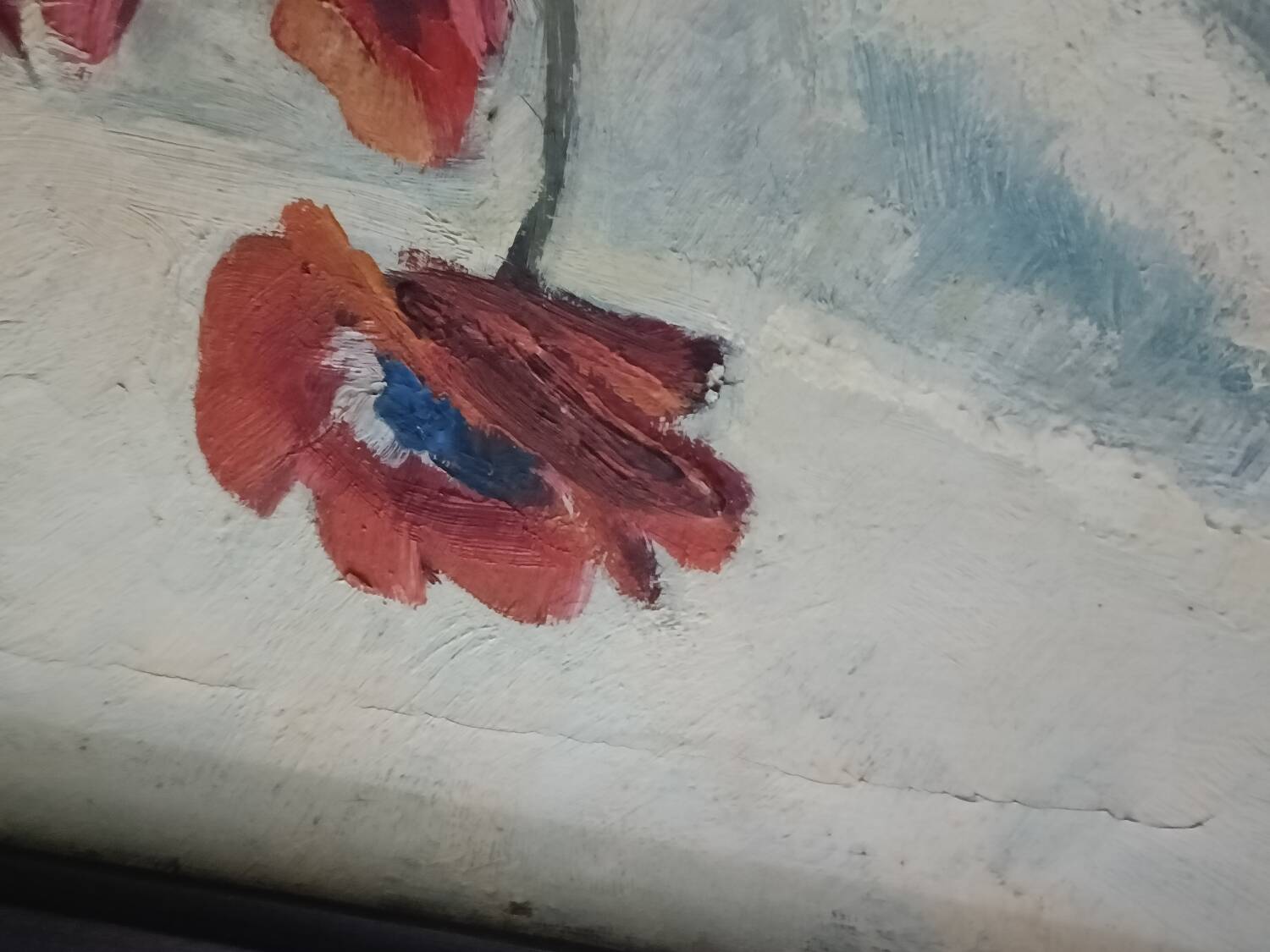 Grande huile sur toile, vase fleuri, Gustav Choley