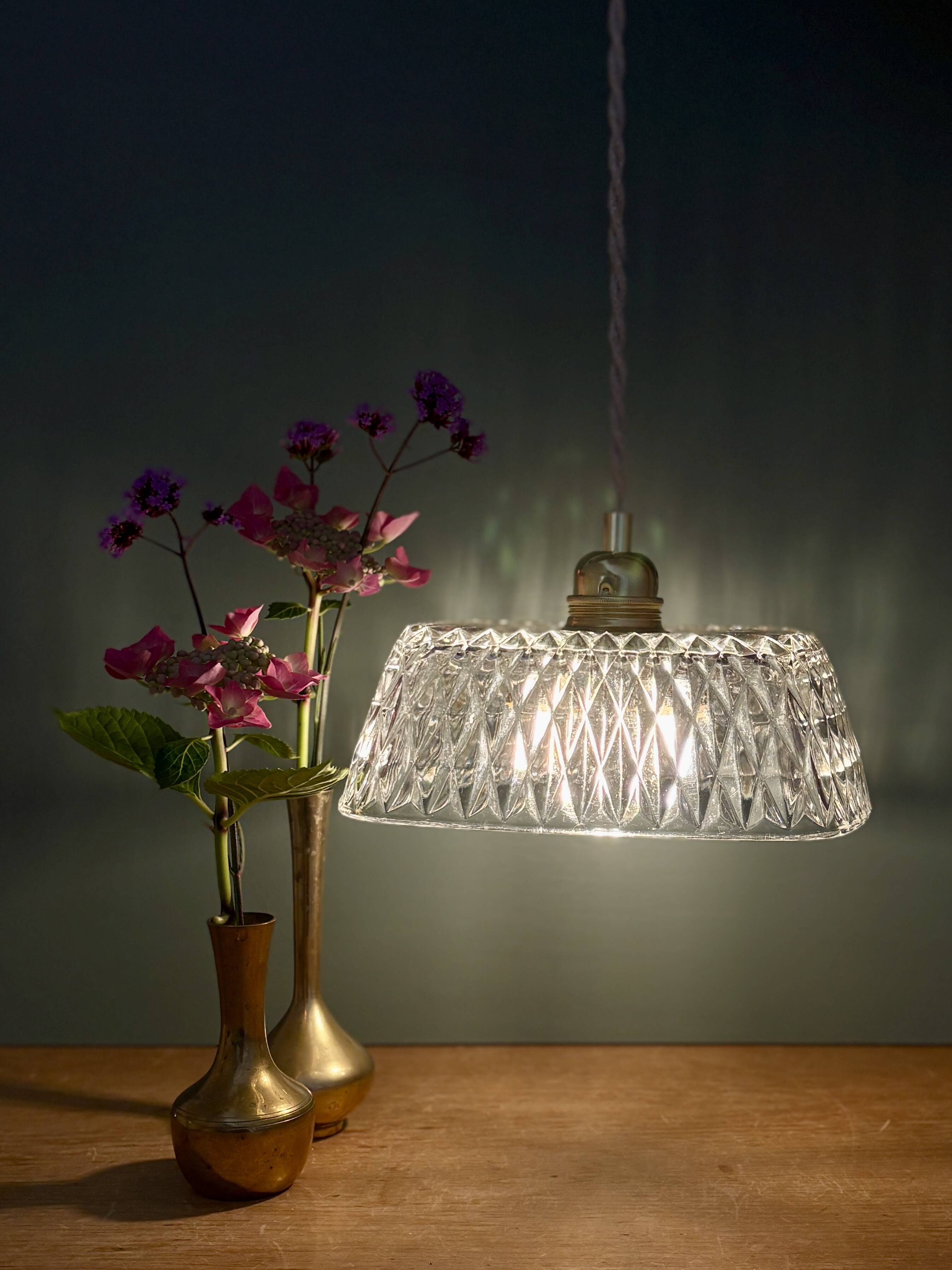 Vintage square glass pendant light - tableware collection -