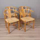 Set of 4 vintage 80s chairs in oak wood danish design