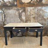 Farm table black charcoal & wood raw