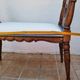 Window bench in carved walnut, late 19th century, renovated seat, 70 cm