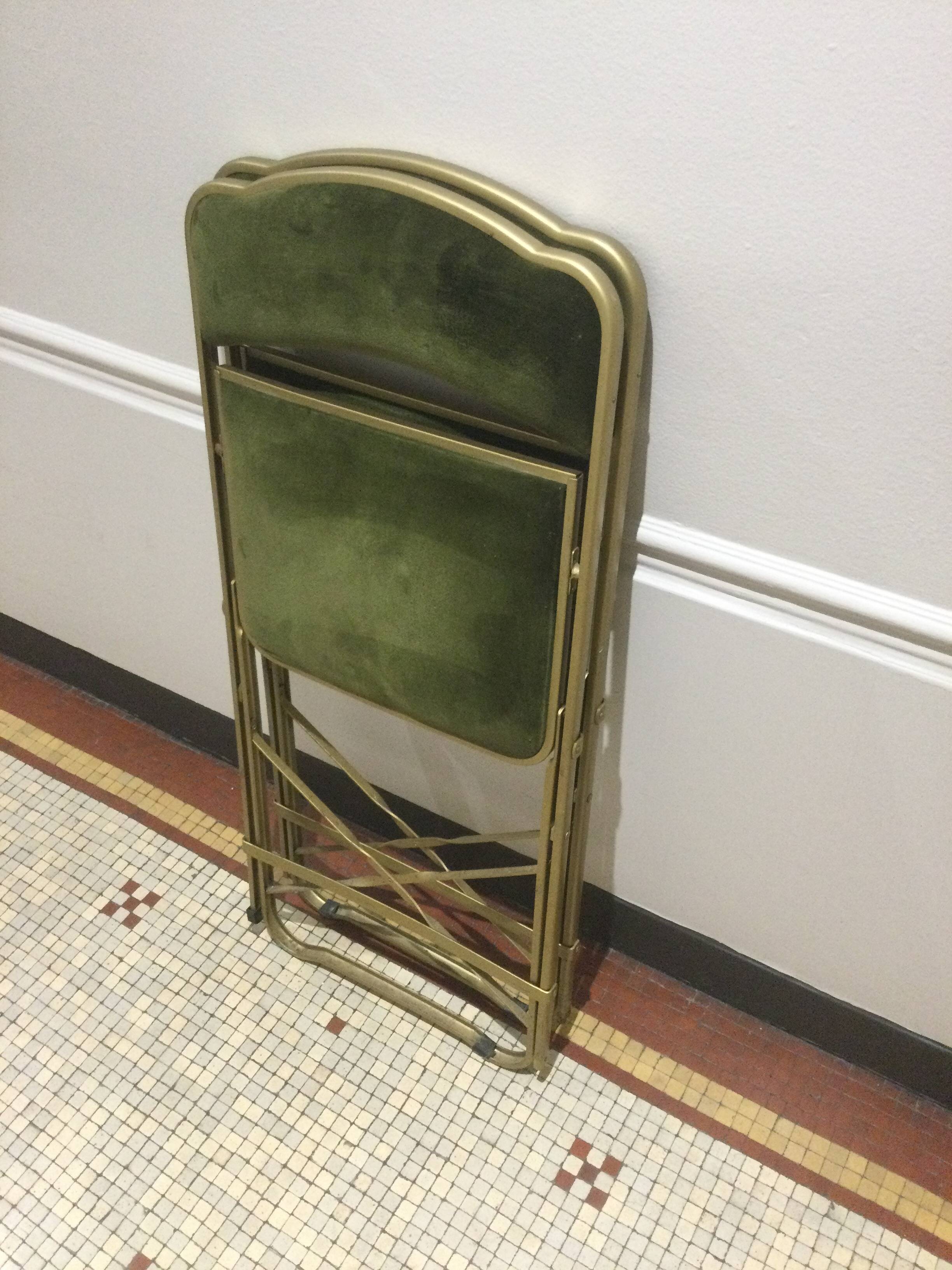 Pair of folding velvet chairs "Opera"