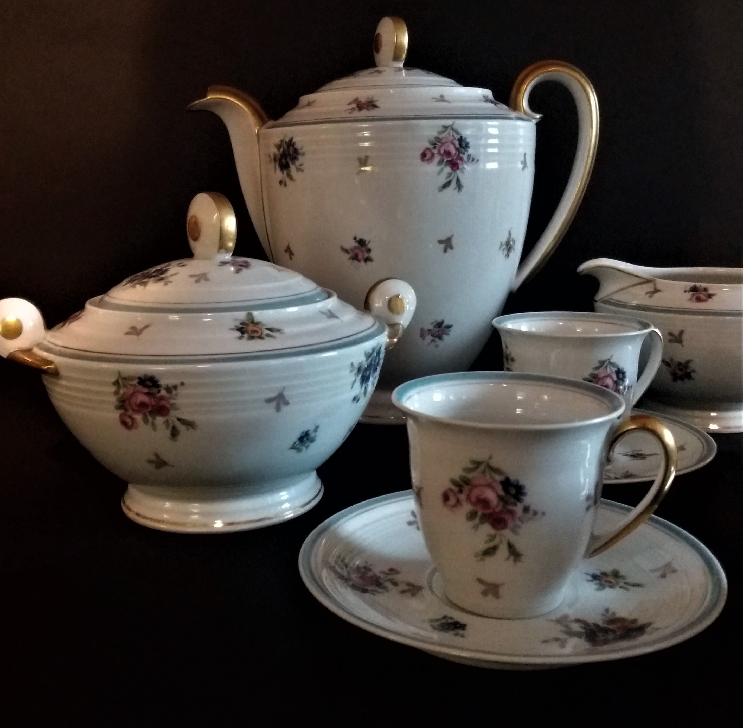 Porcelain coffee service of Limoges France era Art Deco