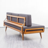 Daybed couch, 50s, walnut, redone