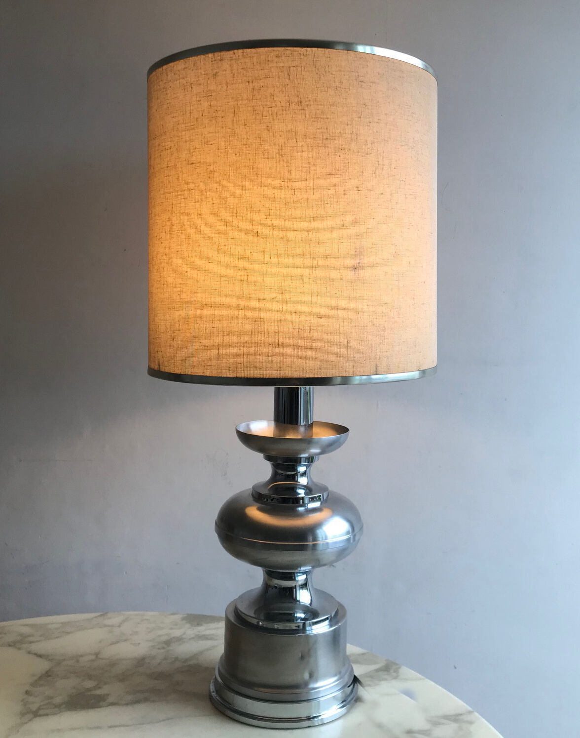 Matte metal and chrome lamp from the 1970s