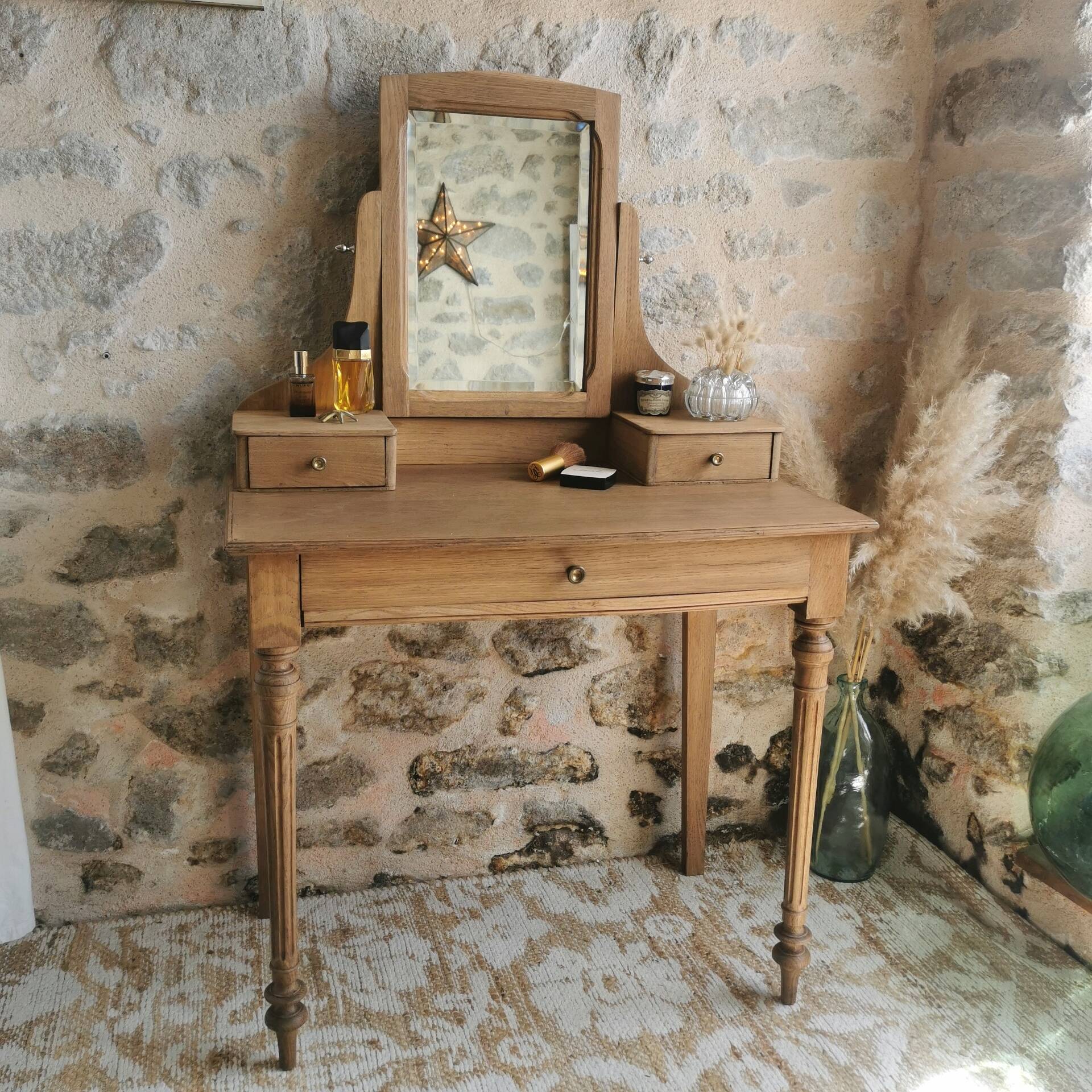 Coiffeuse Vintage en bois, entièrement restaurée