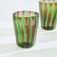 Set de 6 verres gobelets vert et violet Murano vers 1980