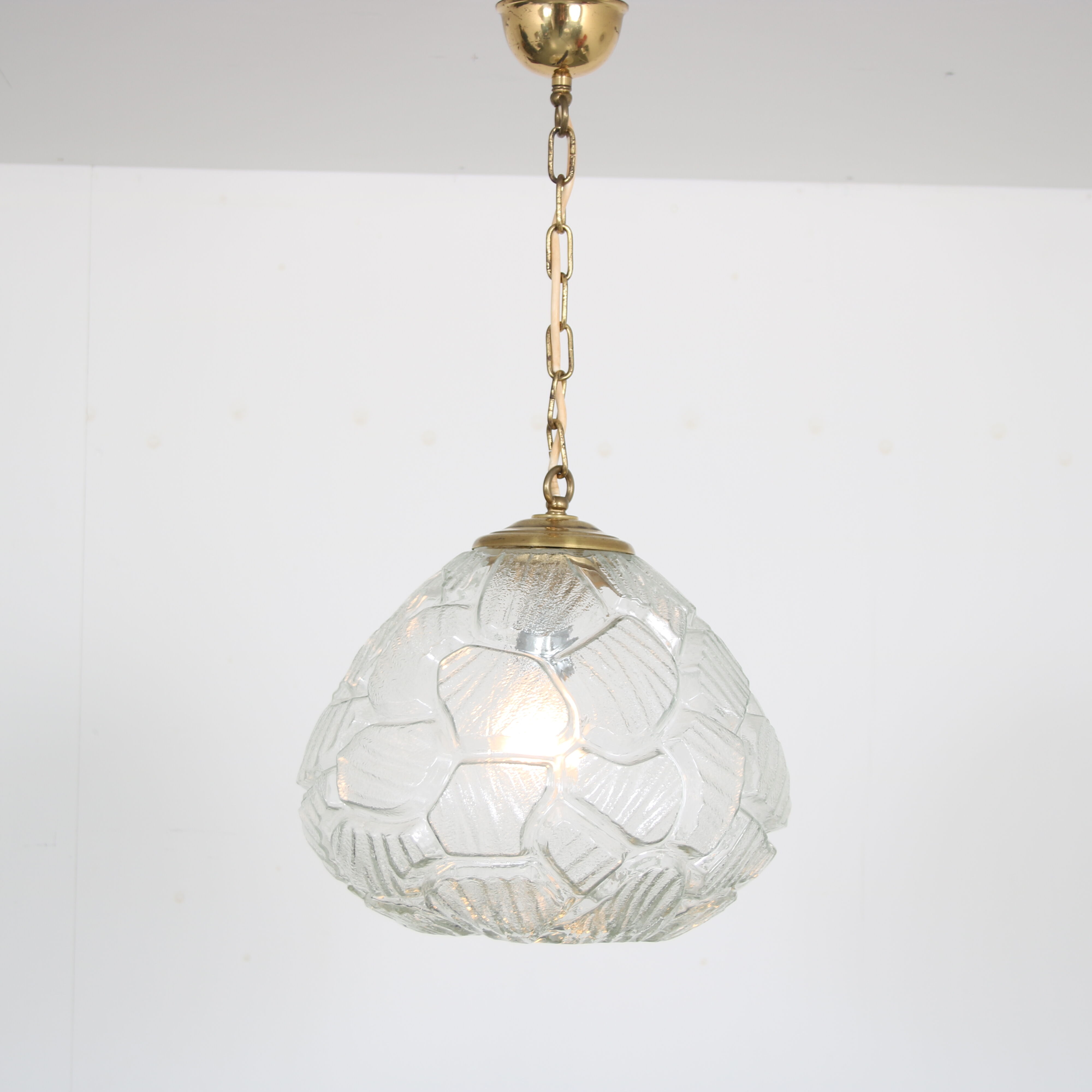 1970s pressed glass hanging lamp