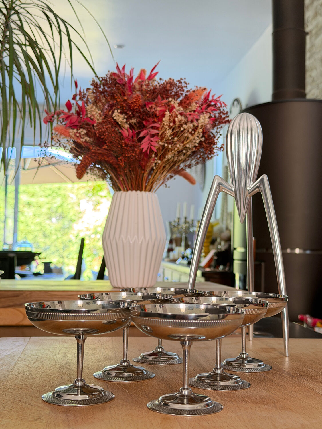 Série de 6 coupes à glace, cocktail vintage en inox brillant
