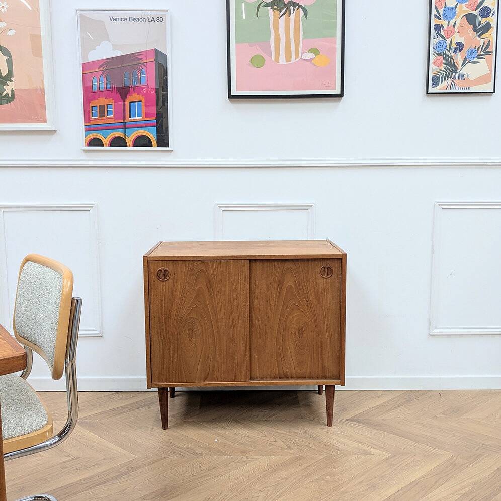 Vintage Scandinavian sideboard with sliding doors