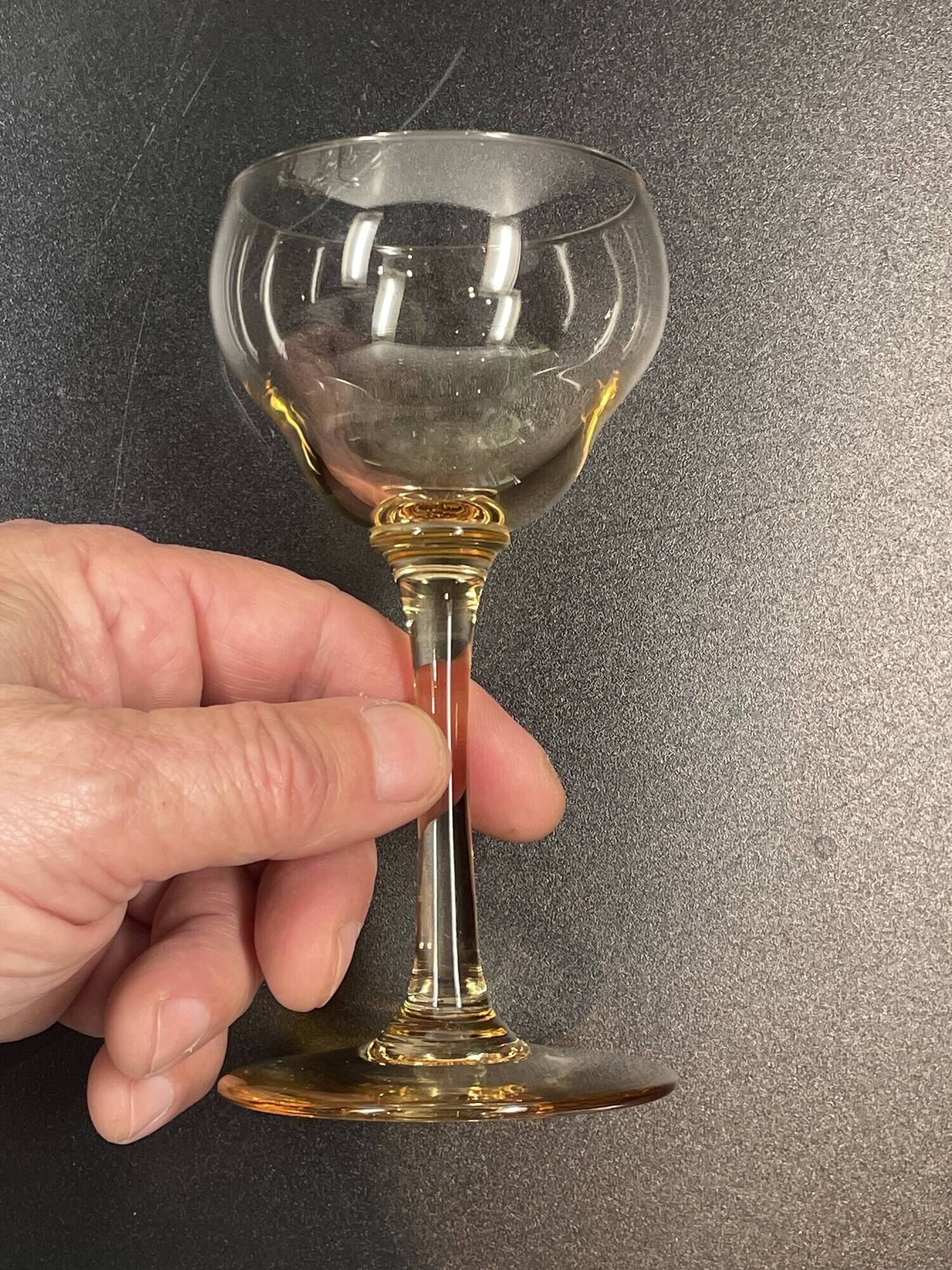 slightly amber table glass set of 7 height 14 cm, Daum Nancy