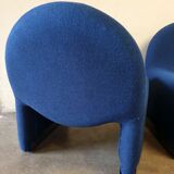 Pair of heaters ATAL - Made of blue wool fabric - Design from the 1970s