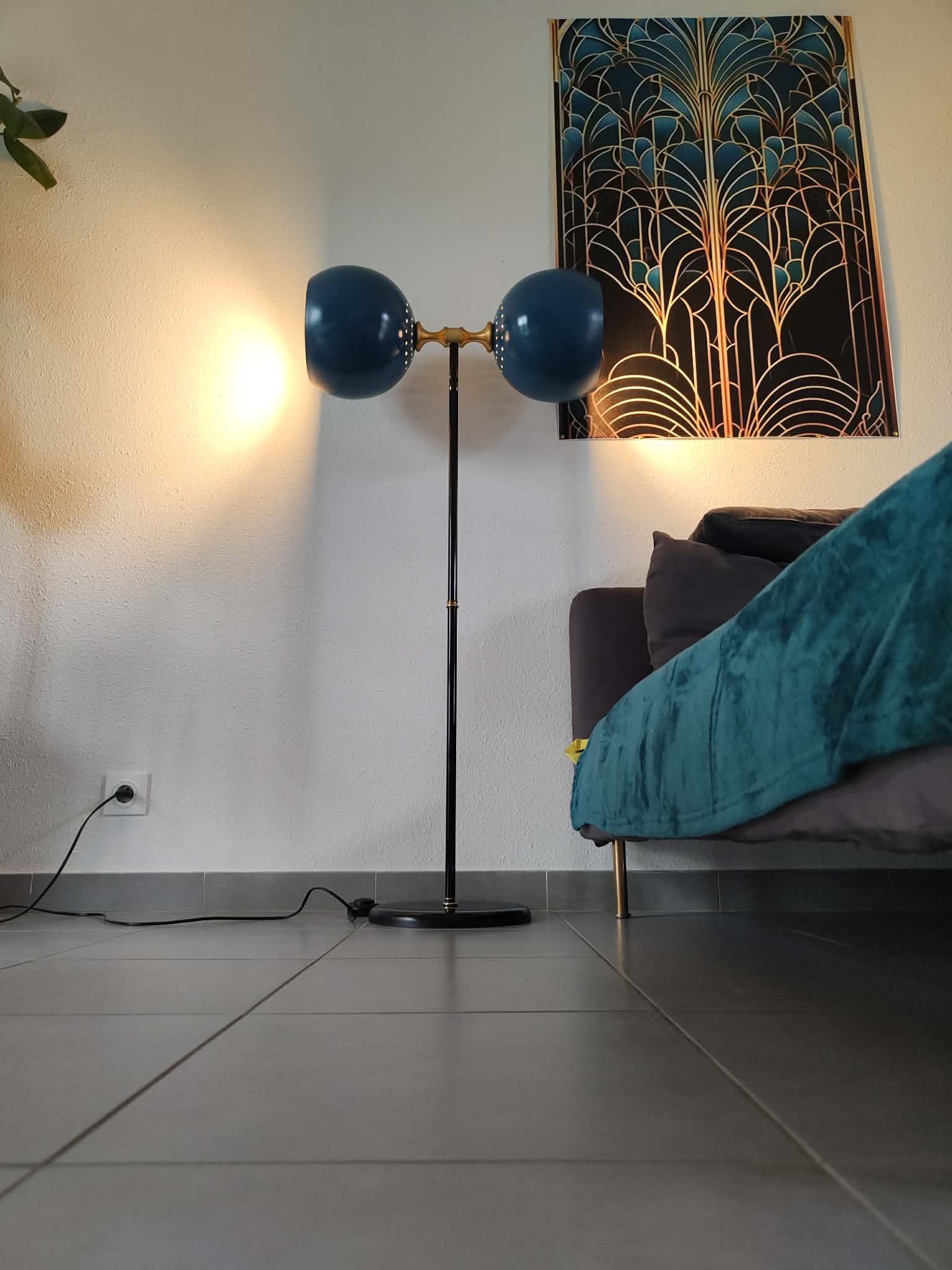 Lampadaire vintage 1980 double éclairage