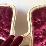 Pair of Louis XV style upholstered velvet armchairs