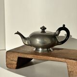 Small teapot, pewter coffee pot flattened oval shape