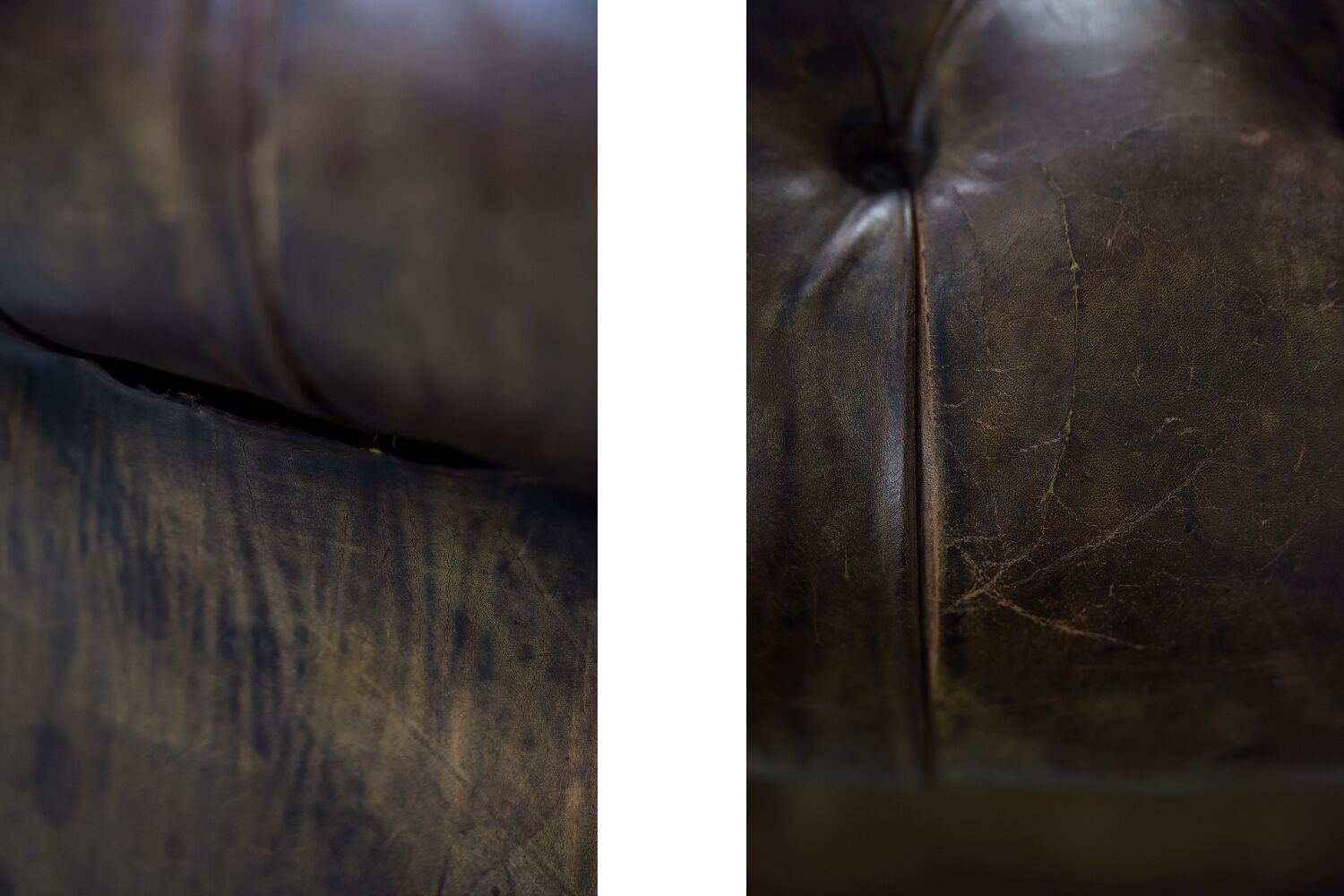 Antique brown leather chesterfield sofa, 1920s