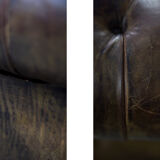 Antique brown leather chesterfield sofa, 1920s