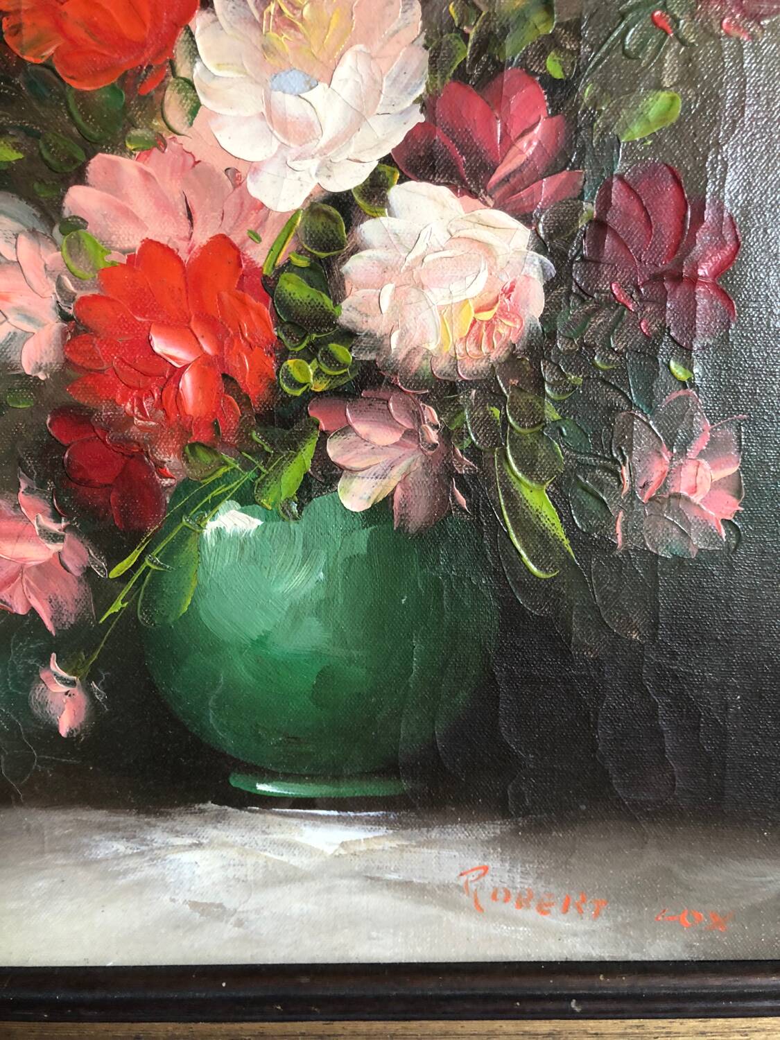 Oil on canvas still life bouquet of flowers
