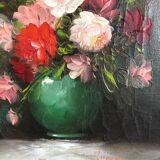 Oil on canvas still life bouquet of flowers