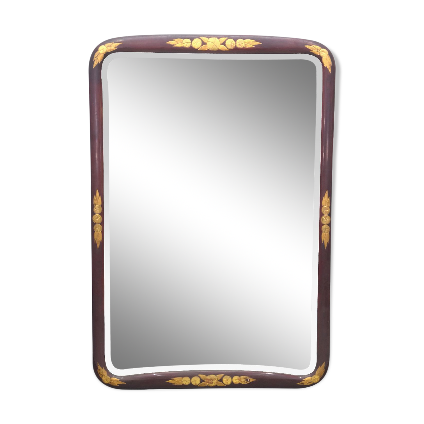Miroir Art déco 1930 laqué rouge et dorée