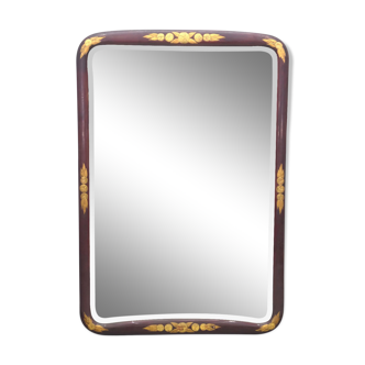 Miroir Art déco 1930 laqué rouge et dorée