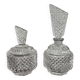 Pair of crystal-style cut glass bottles – retro/vintage dressing table