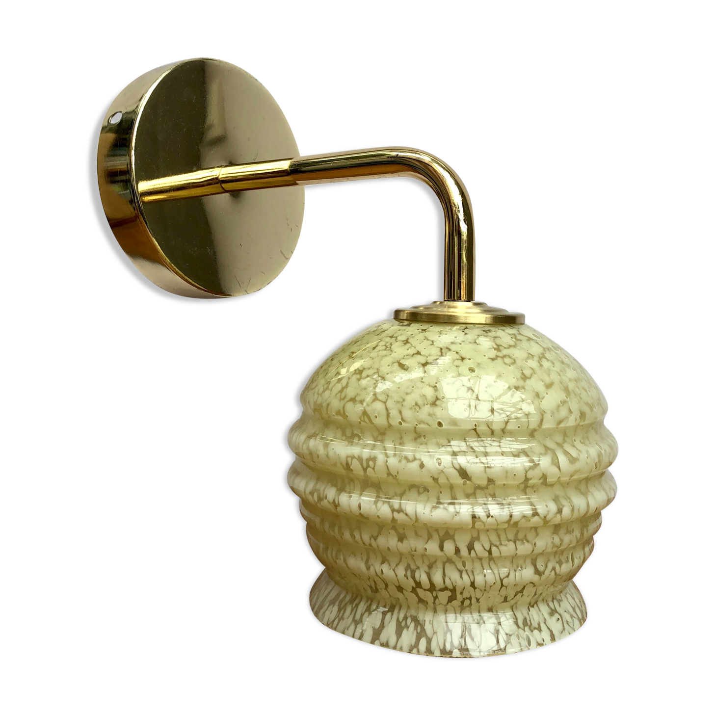 Vintage yellow Clichy glass tulip wall light